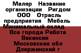 Маляр › Название организации ­ Ригдом, ООО › Отрасль предприятия ­ Мебель › Минимальный оклад ­ 1 - Все города Работа » Вакансии   . Московская обл.,Дзержинский г.